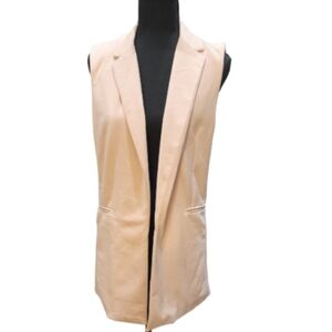 Adrienne Vittadini light blush pink long open front vest sz small